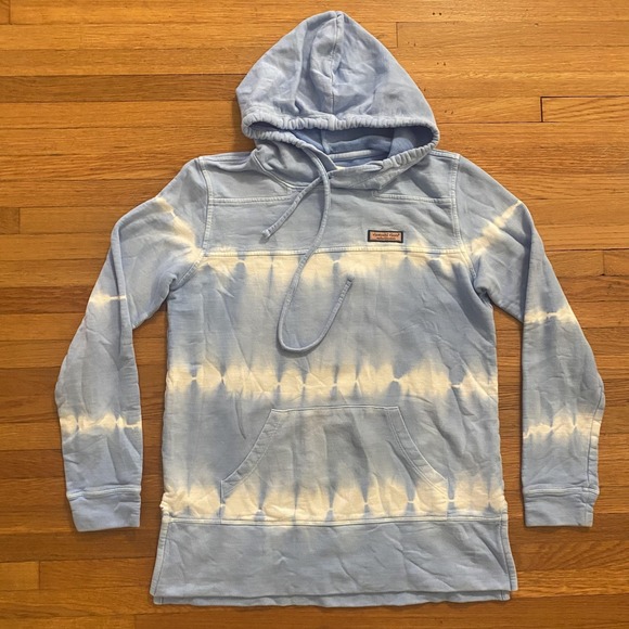 Vineyard Vines Hoodie Womens XS Light Blue White Tie Dye Pullover Logo Patch - Picture 1 of 11